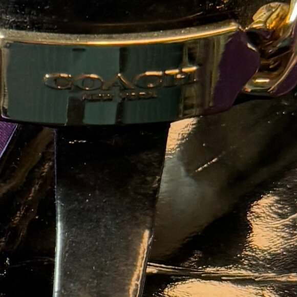 πCoach Caterine Black Leather Flat Slingback Thong Sandals Chainlink Logo 9.5B - Picture 11 of 14